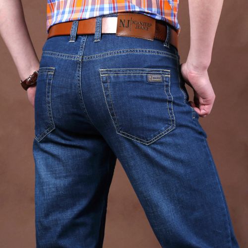 Jeans coupe droite NIANJEEP Coton, de fibres polyester viscose rayonne polyuréthane élastique fibre spandex pour automne - Ref 1460952