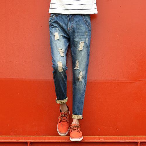 Jeans pour jeunesse pieds Slim en coton été - Ref 1460983