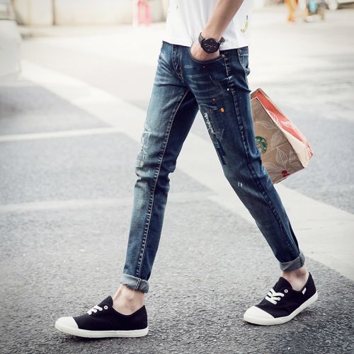 Jeans pour adolescent pieds Slim en coton été - Ref 1461012
