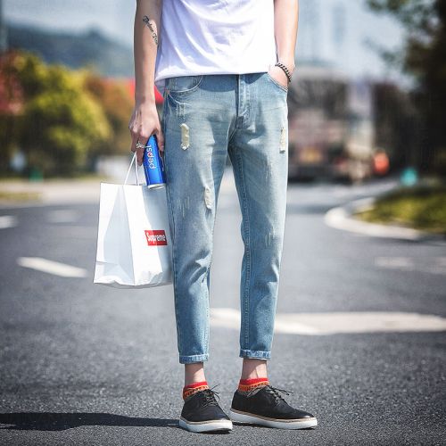 Jeans pour adolescent pieds Slim en coton Quatre saisons - Ref 1461022