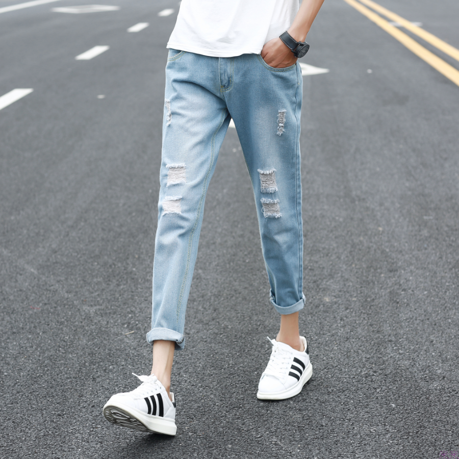 Jeans pour adolescent pieds Slim en coton Quatre saisons - Ref 1461033