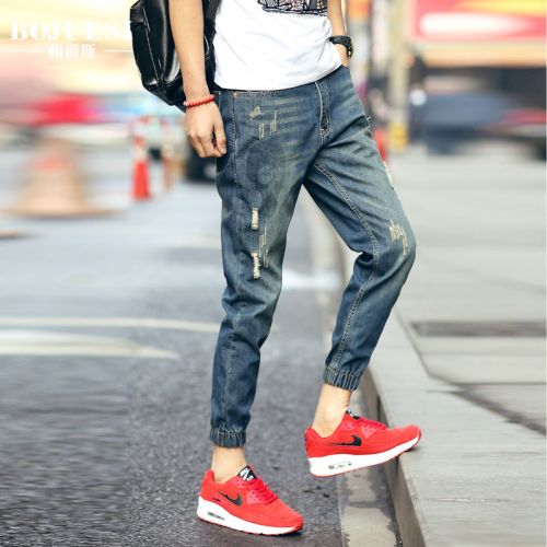 Jeans pour jeunesse pieds Slim en coton été - Ref 1461038