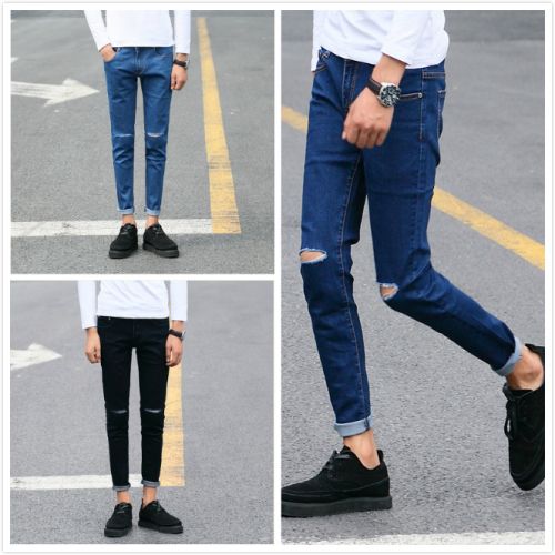 Jeans pour jeunesse pieds Slim en coton automne - Ref 1461053