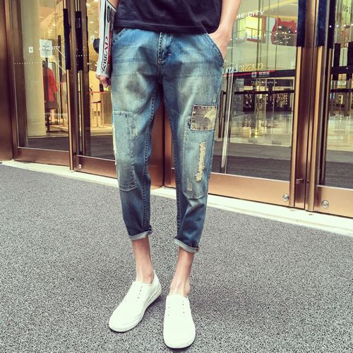 Jeans pour jeunesse pieds Slim en coton été - Ref 1461061