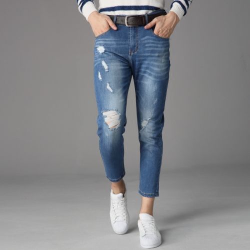 Jeans pour adolescent pieds Slim FKDV Coton, polyester fibre élastique de polyuréthane spandex automne - Ref 1461214