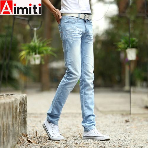 Jeans pour adolescent pieds Slim AIMITI en coton été - Ref 1461229