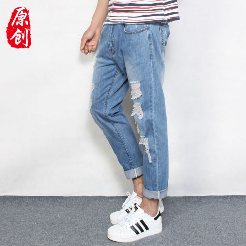 Jeans pour jeunesse coupe droite en coton été - Ref 1461236