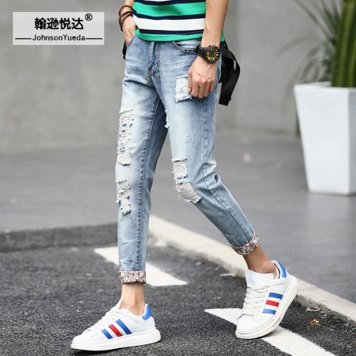 Jeans pour adolescent pieds Slim JOHNSON YUEDA en coton Quatre saisons - Ref 1461256
