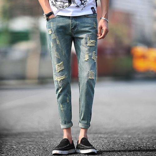 Jeans pour jeunesse pieds Slim en coton été - Ref 1461267