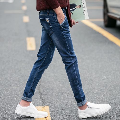 Jeans pour jeunesse pieds Slim Coton, polyester de polyéthylène téréphtalate PET des fibres viscose automne - Ref 1461295