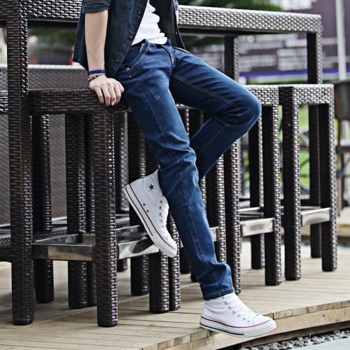 Jeans pour adolescent pieds Slim OVNFOUT en coton Quatre saisons - Ref 1461312