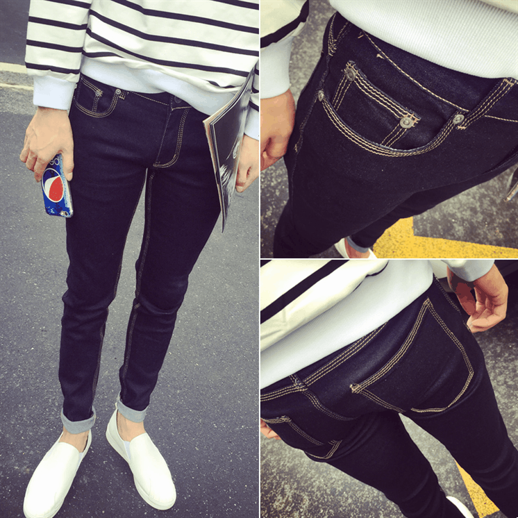 Jeans pour adolescent pieds Slim en coton automne - Ref 1461333