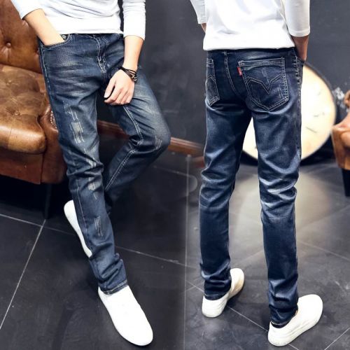 Jeans pour adolescent pieds Slim en coton automne - Ref 1461338