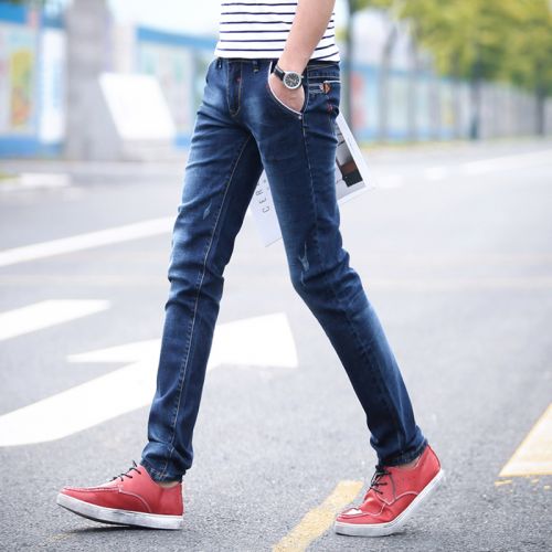 Jeans pour adolescent pieds Slim en coton automne - Ref 1461339