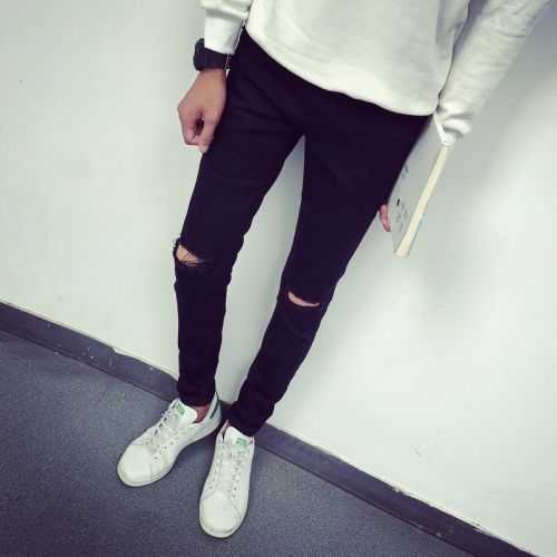 Jeans pour adolescent pieds Slim en coton Quatre saisons - Ref 1461351