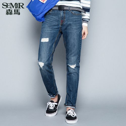 Jeans pour jeunesse coupe droite SEMIR en coton automne - Ref 1461395