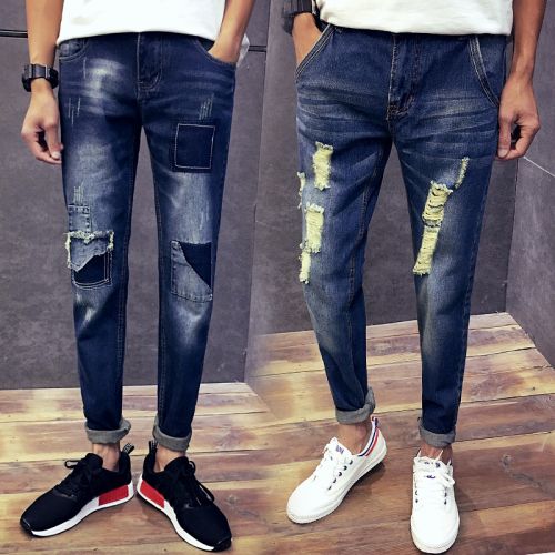 Jeans pour adolescent pieds Slim en coton Quatre saisons - Ref 1461409