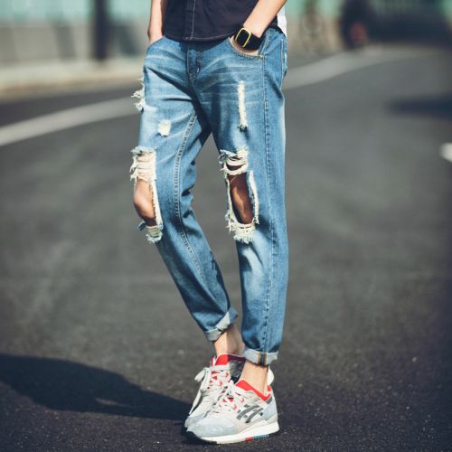 Jeans pour jeunesse pieds Slim en coton Quatre saisons - Ref 1461410