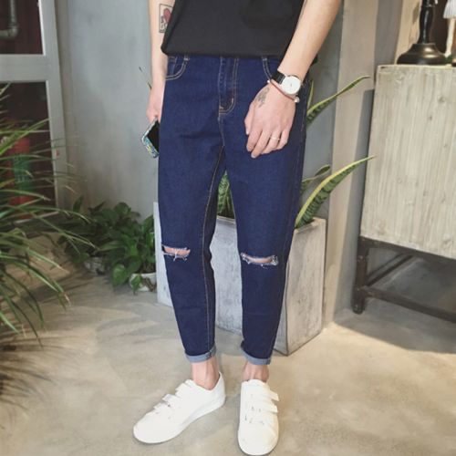 Jeans pour adolescent pieds Slim en coton été - Ref 1461415