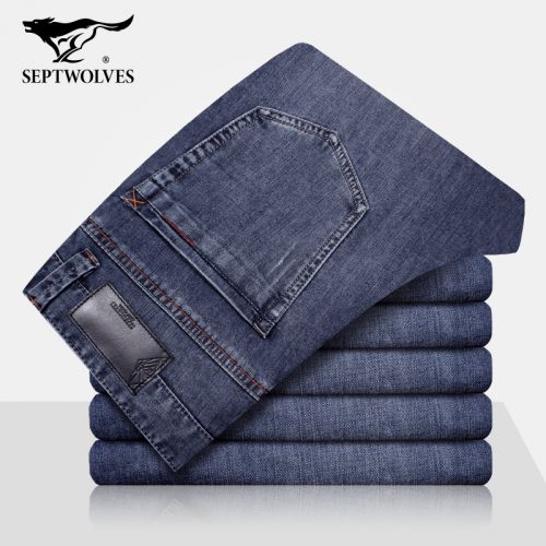 Jeans pour jeunesse coupe droite SEPTWOLVES en coton été - Ref 1461417