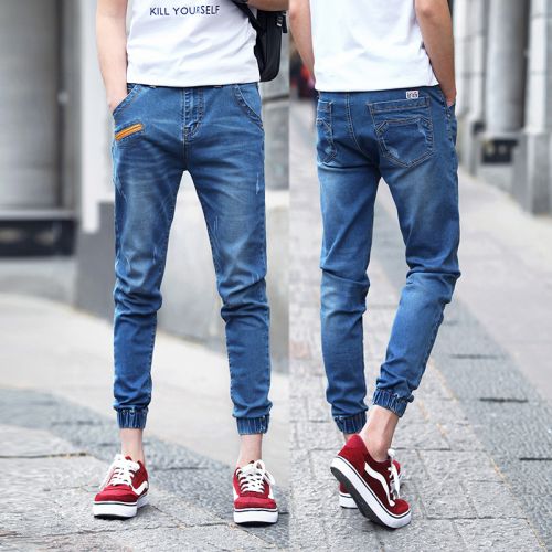 Jeans pour adolescent pieds Slim en coton été - Ref 1461418