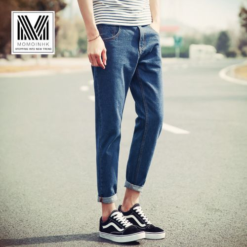 Jeans pour jeunesse coupe droite MOMOINHK en coton automne - Ref 1461448