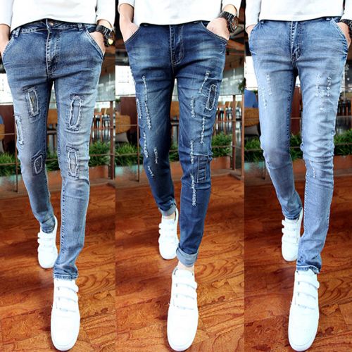 Jeans pour adolescent pieds Slim en coton été - Ref 1461453