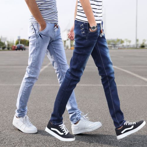 Jeans pour adolescent pieds Slim en coton printemps - Ref 1461468