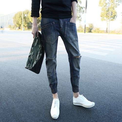 Jeans pour adolescent pieds Slim en coton été - Ref 1461470