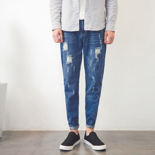 Jeans pour adolescent pieds Slim en polyester automne - Ref 1461472