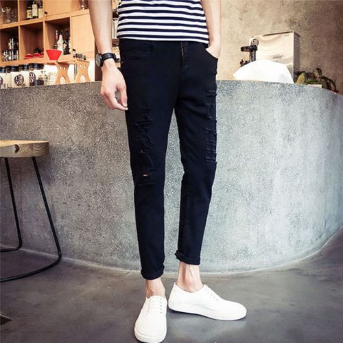 Jeans pour adolescent pieds Slim en coton été - Ref 1461494