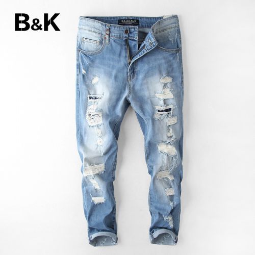 Jeans pour adolescent pieds Slim BAUKAJI en coton été - Ref 1461496