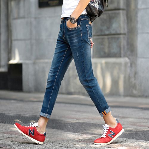 Jeans pour jeunesse pieds Slim en coton printemps - Ref 1461519