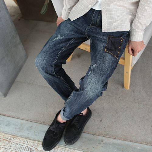 Jeans pour adolescent pieds Slim en coton automne - Ref 1461531