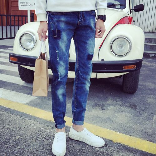 Jeans pour adolescent pieds Slim en coton automne - Ref 1461533