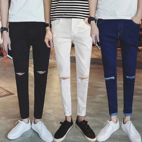 Jeans pour jeunesse pieds Slim en coton été - Ref 1461534