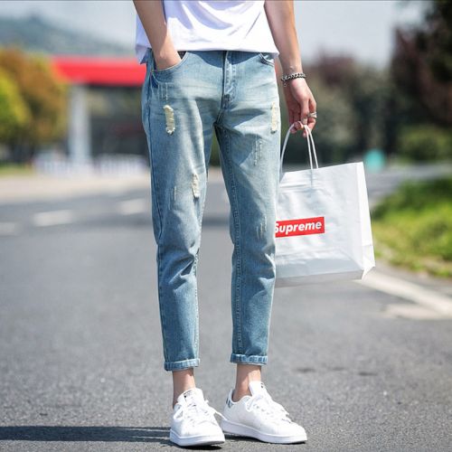 Jeans pour jeunesse pieds Slim en coton été - Ref 1461554