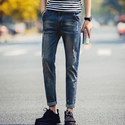 Jeans pour adolescent pieds Slim JEANS en coton été - Ref 1461572