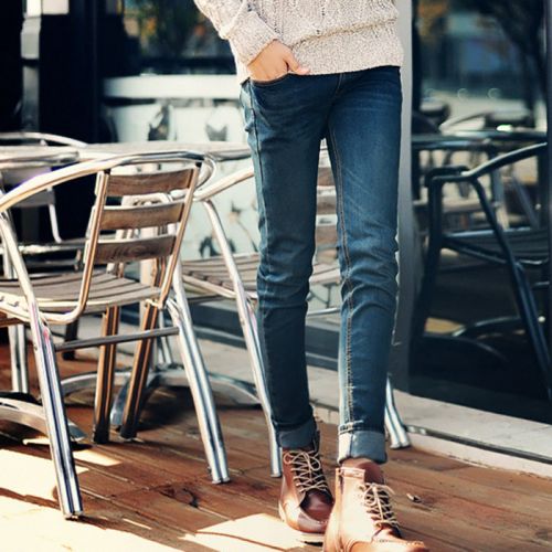 Jeans pour adolescent pieds Slim en coton hiver - Ref 1461604