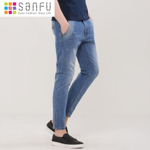 Jeans pour jeunesse pieds Slim en coton été - Ref 1461617