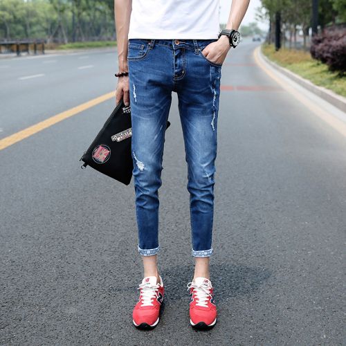 Jeans pour adolescent pieds Slim en coton été - Ref 1461629