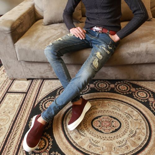 Jeans pour adolescent pieds Slim en coton Quatre saisons - Ref 1461648