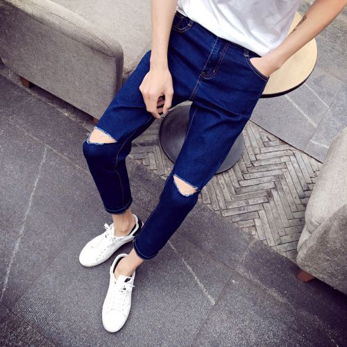 Jeans pour adolescent pieds Slim en coton printemps - Ref 1461675