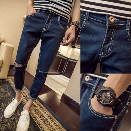 Jeans pour jeunesse pieds Slim en coton été - Ref 1461678