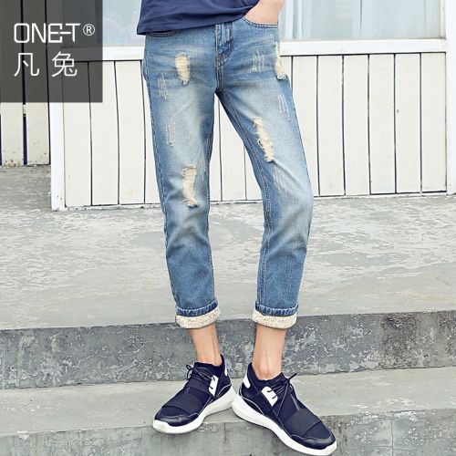 Jeans pour jeunesse coupe droite ONET en coton été - Ref 1461683