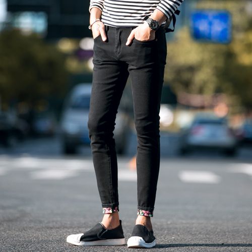 Jeans pour adolescent pieds Slim en coton Quatre saisons - Ref 1461728