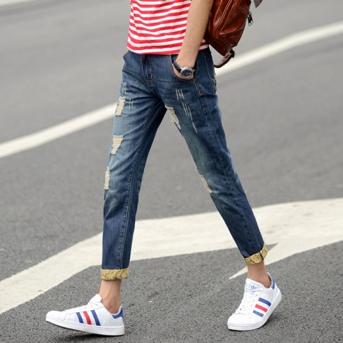 Jeans pour adolescent pieds Slim en coton été - Ref 1461743