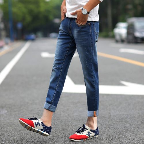 Jeans pour jeunesse pieds Slim IEEMK en coton été - Ref 1461758