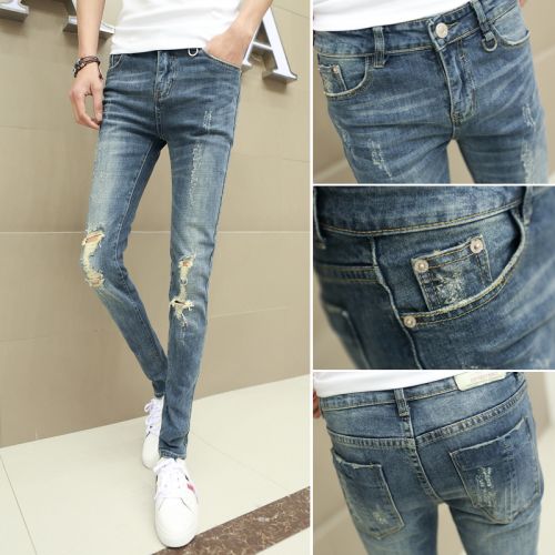 Jeans pour jeunesse pieds Slim en coton hiver - Ref 1461761