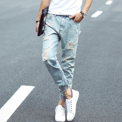 Jeans pour adolescent pieds Slim JOHNSON YUEDA en coton printemps - Ref 1461775